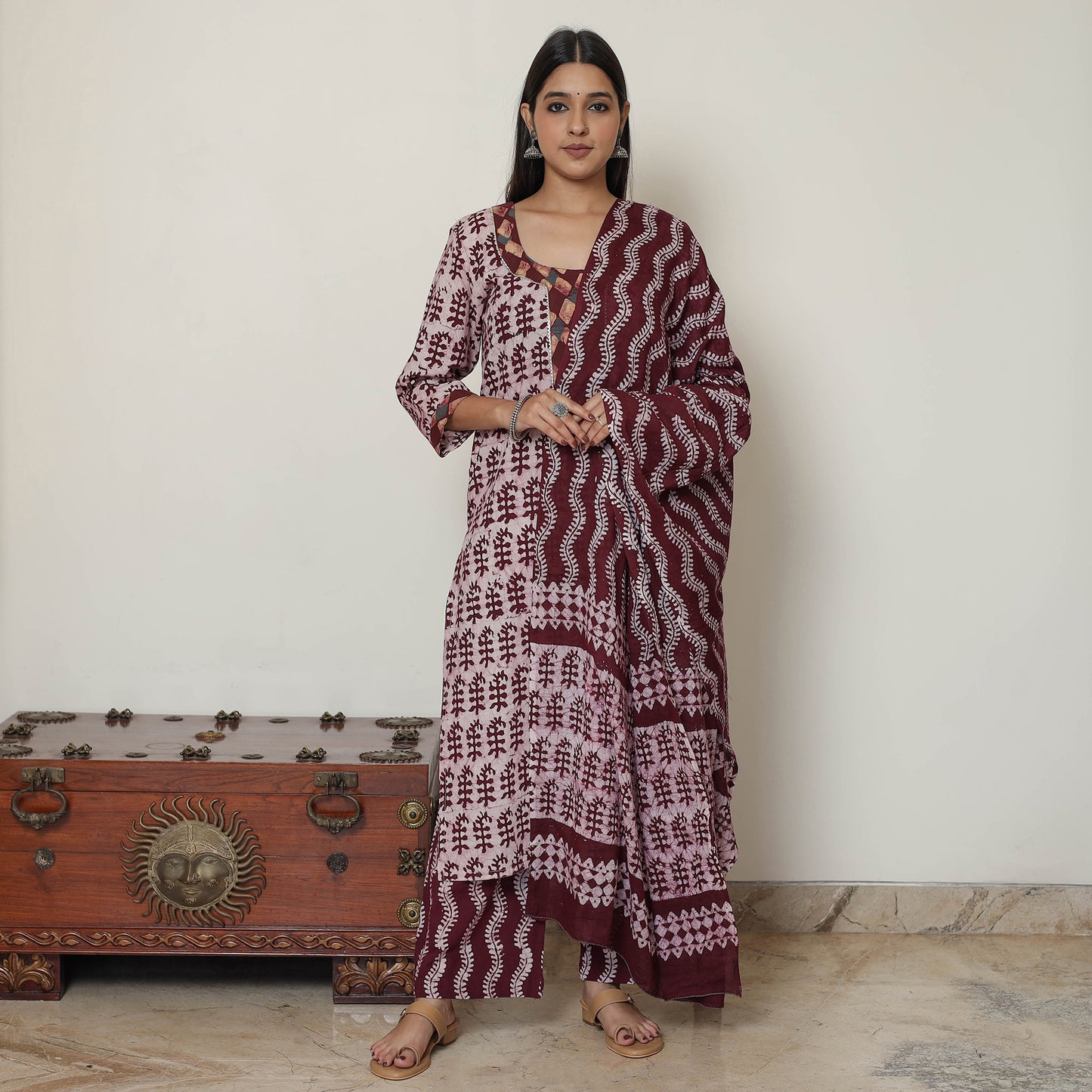 Batik Kurta with Palazzo & Dupatta Set