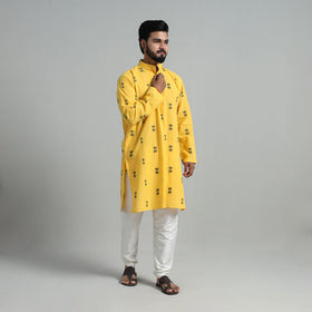 Buy Cotton Long Jacquard Kurta for Men