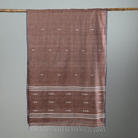 Brown - Burdwan Jamdani Cotton Handloom Stole with Tassels 22