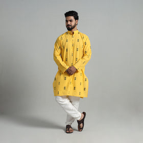 Buy Cotton Long Jacquard Kurta for Men