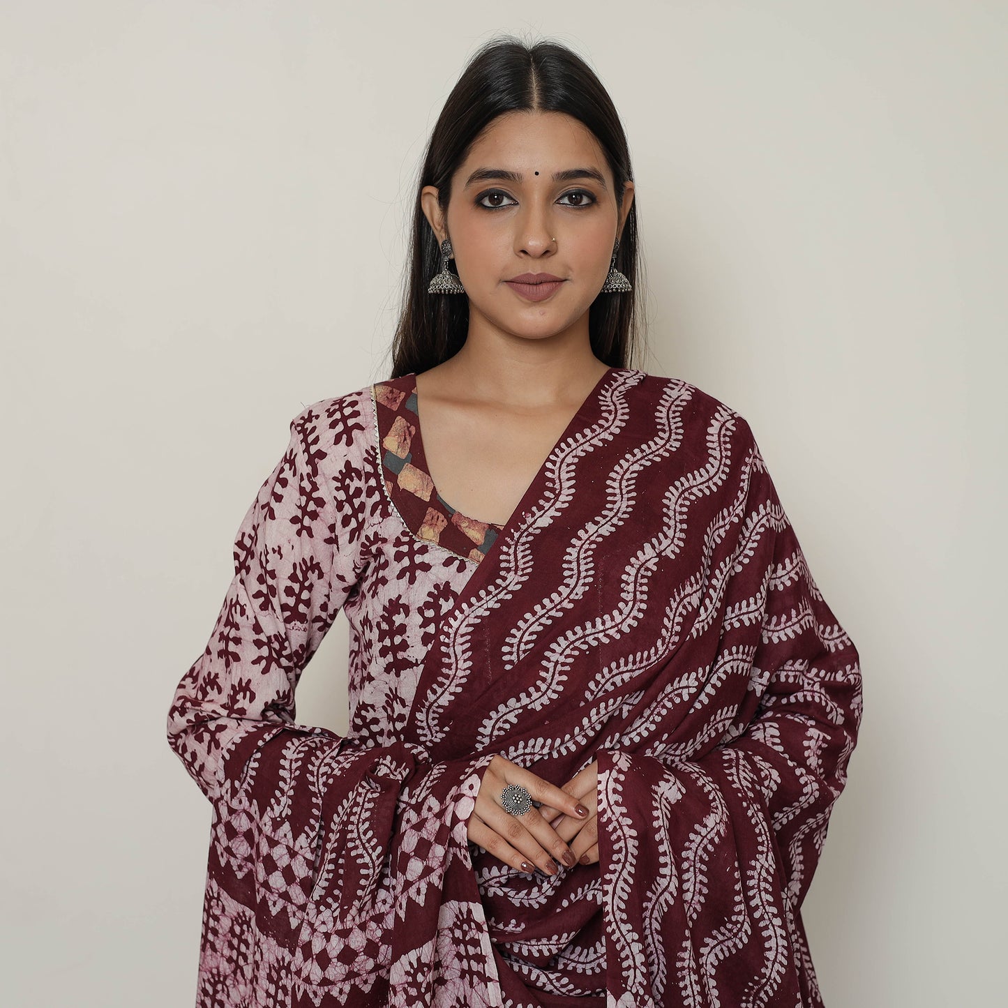 Batik Kurta with Palazzo & Dupatta Set