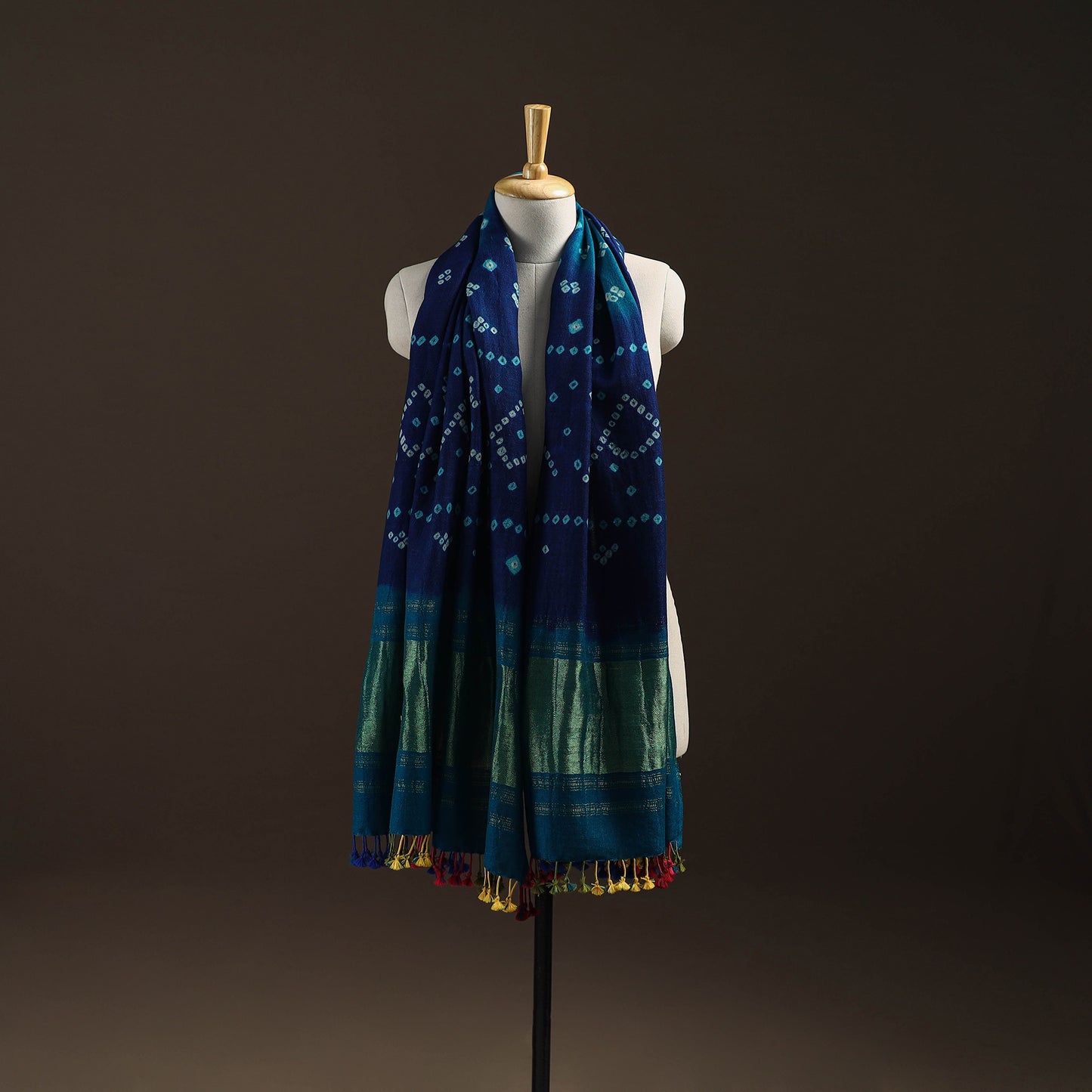 Kutch Bandhani Handwoven Merino Wool Shawl 40