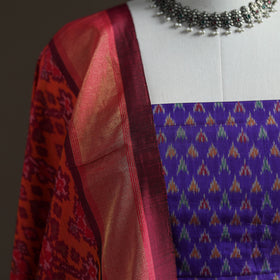 Pochampally Ikat Handloom Sico Unstitched Dress Material: Kurta with Dupatta 14