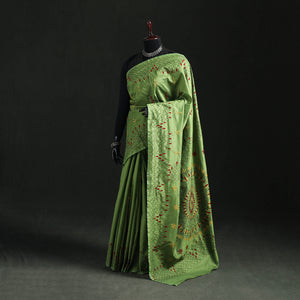 Green - Hand Embroidered Silk Saree 70