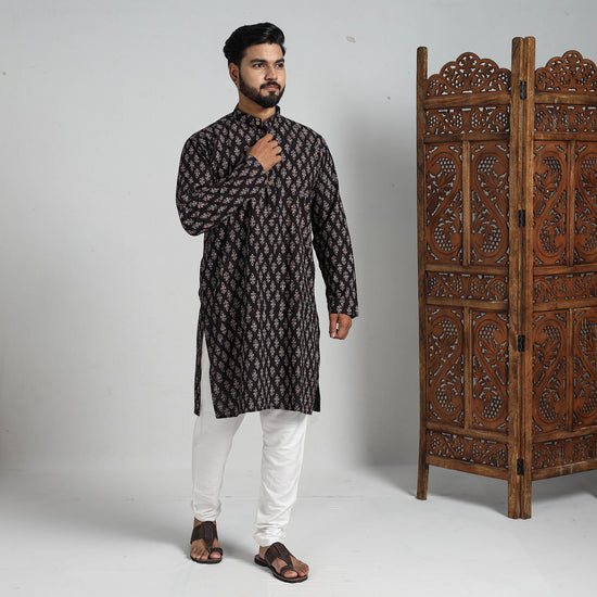 Ajrakh Block Printed Cotton Men Long Kurta 10