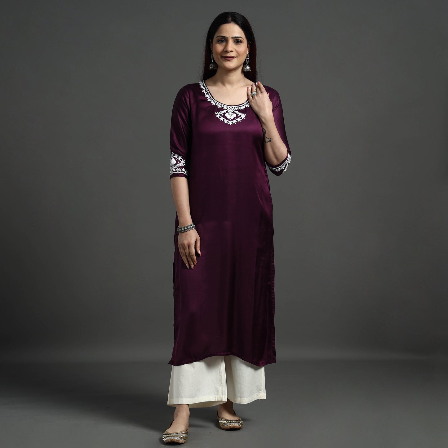 embroidery silk kurta