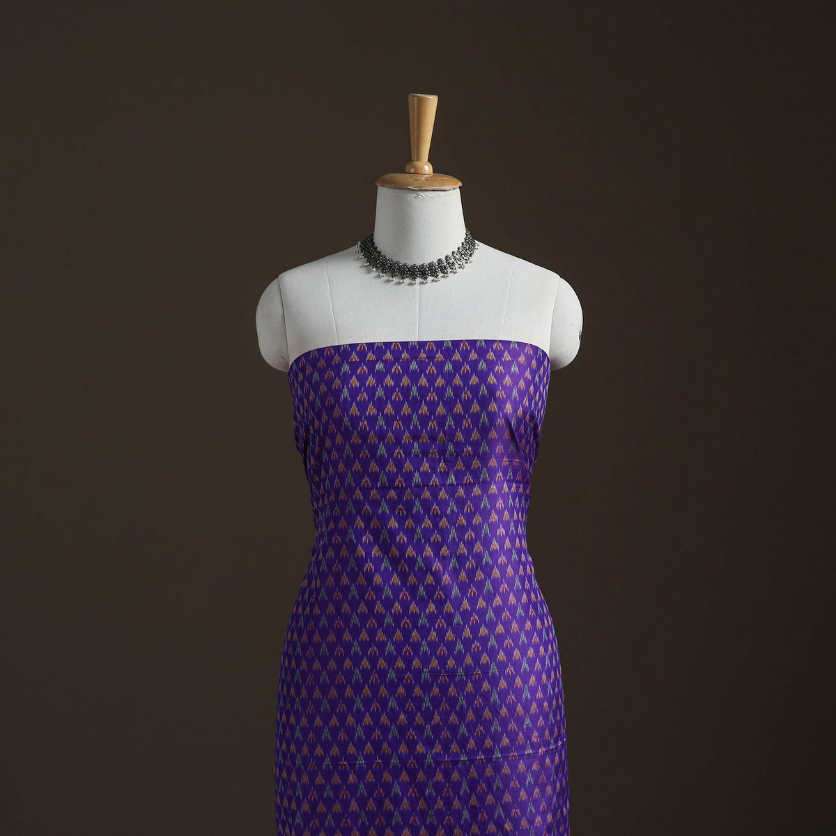 Pochampally Ikat Handloom Sico Unstitched Dress Material: Kurta with Dupatta 14