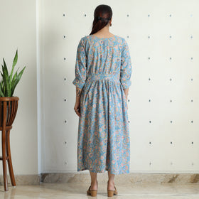  Sanganeri Block Printed Cotton Angrakha Flared Dress Online at iTokri.com