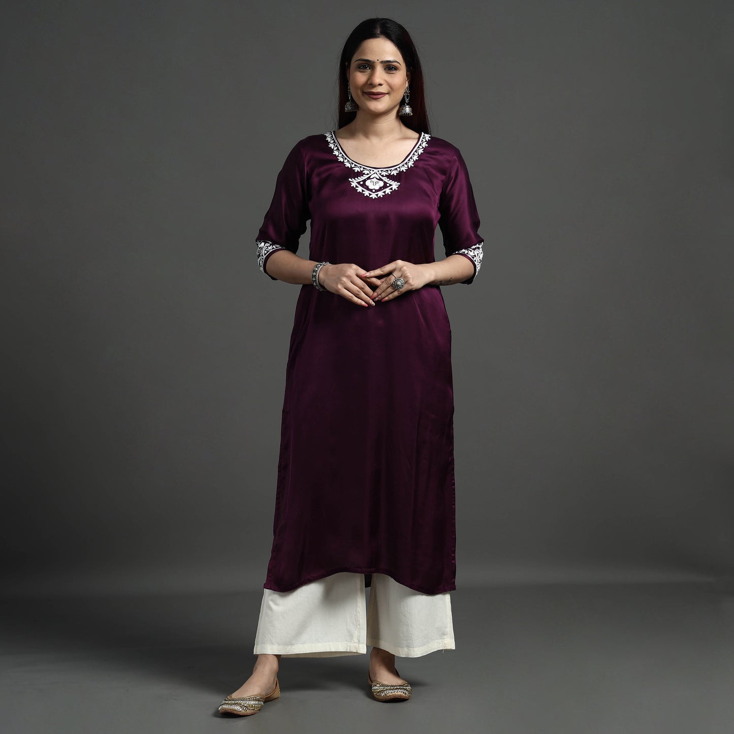 embroidery silk kurta