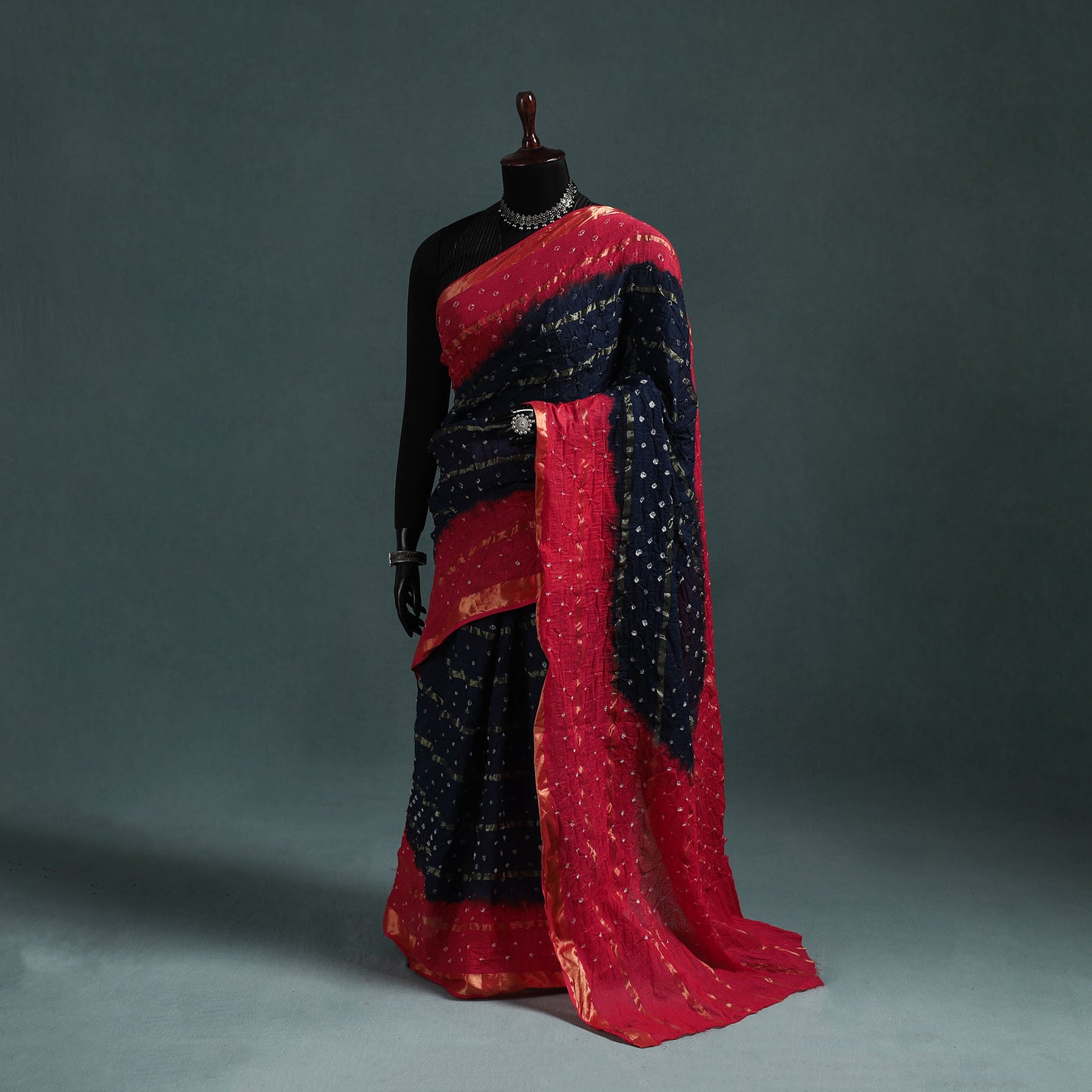 Kutch Tie-Dye Bandhani Cotton Saree with Blouse Piece 13