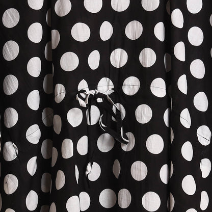 Black - Hand Block Printed Kaftan & Pyjama Night Suit Set
