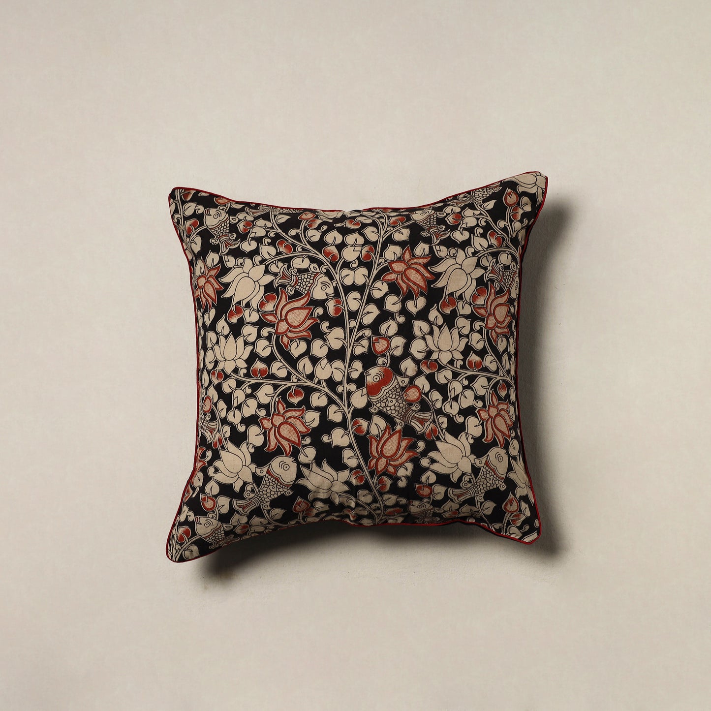 Kalamkari Hand Block Print Cushion Cover (16 x 16 in) 51