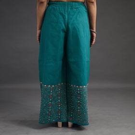 Green Kantha Hand Embroidery Palazzo in Cotton