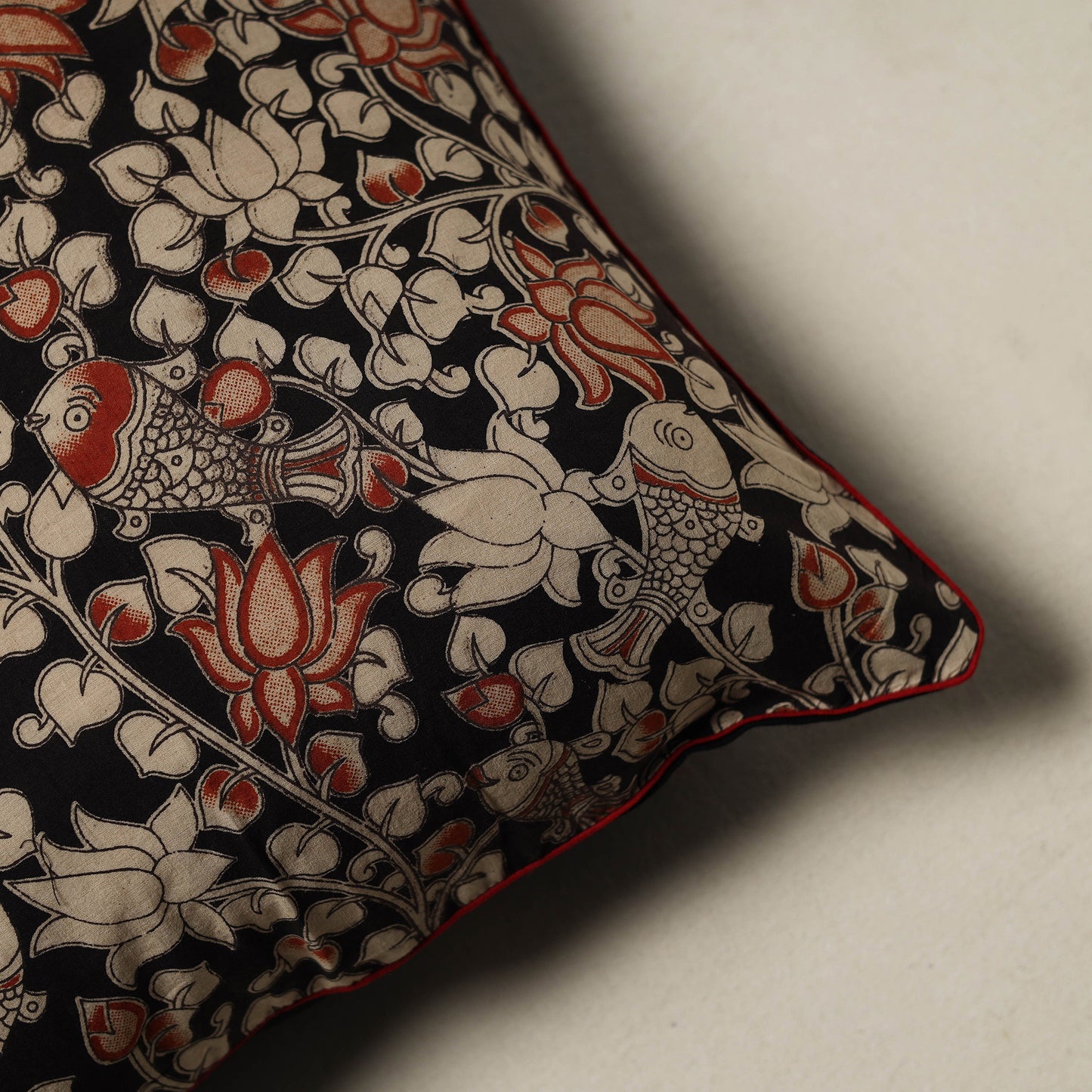Kalamkari Hand Block Print Cushion Cover (16 x 16 in) 51