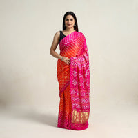 Kutch Tie-Dye Gajji Silk Bandhani Saree with Blouse Piece 08