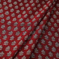 Red - Chanderi Silk Bagh Print Fabric 04