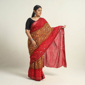 Brown Kutch Tie-Dye Bandhani Saree 