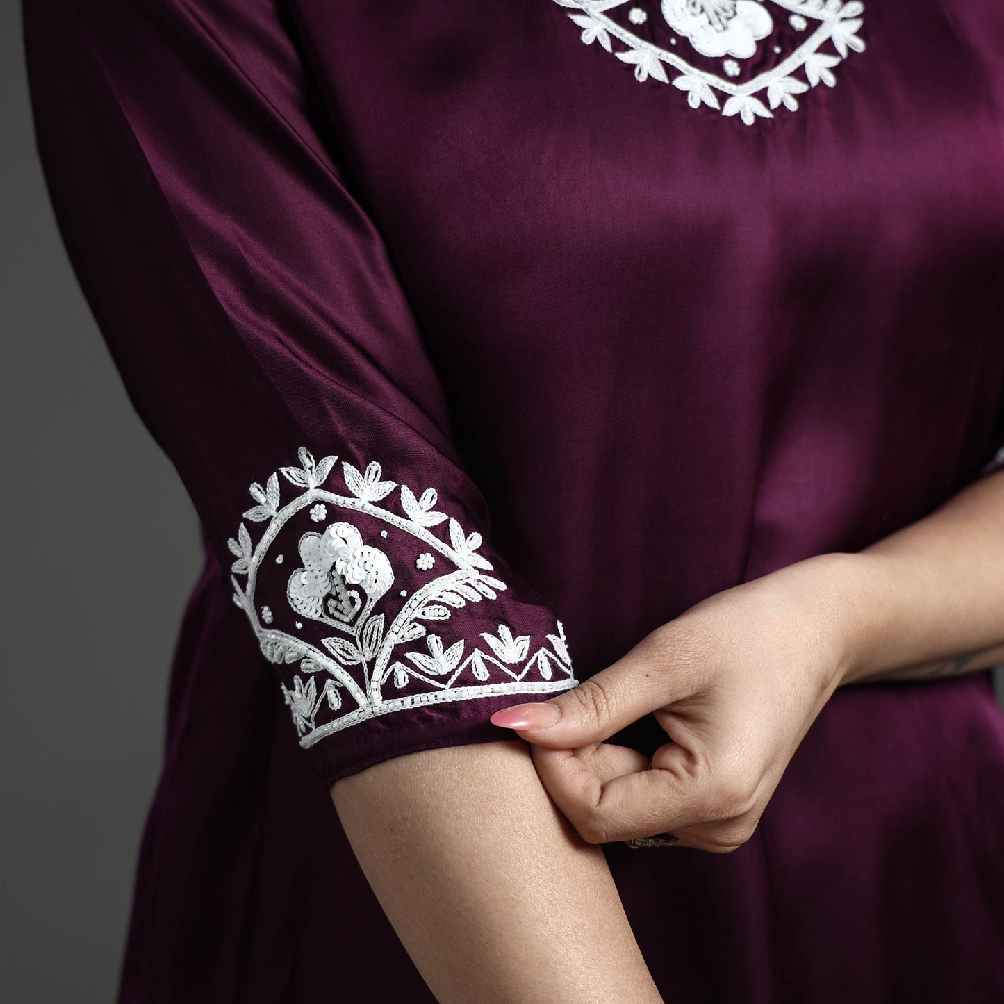 embroidery silk kurta