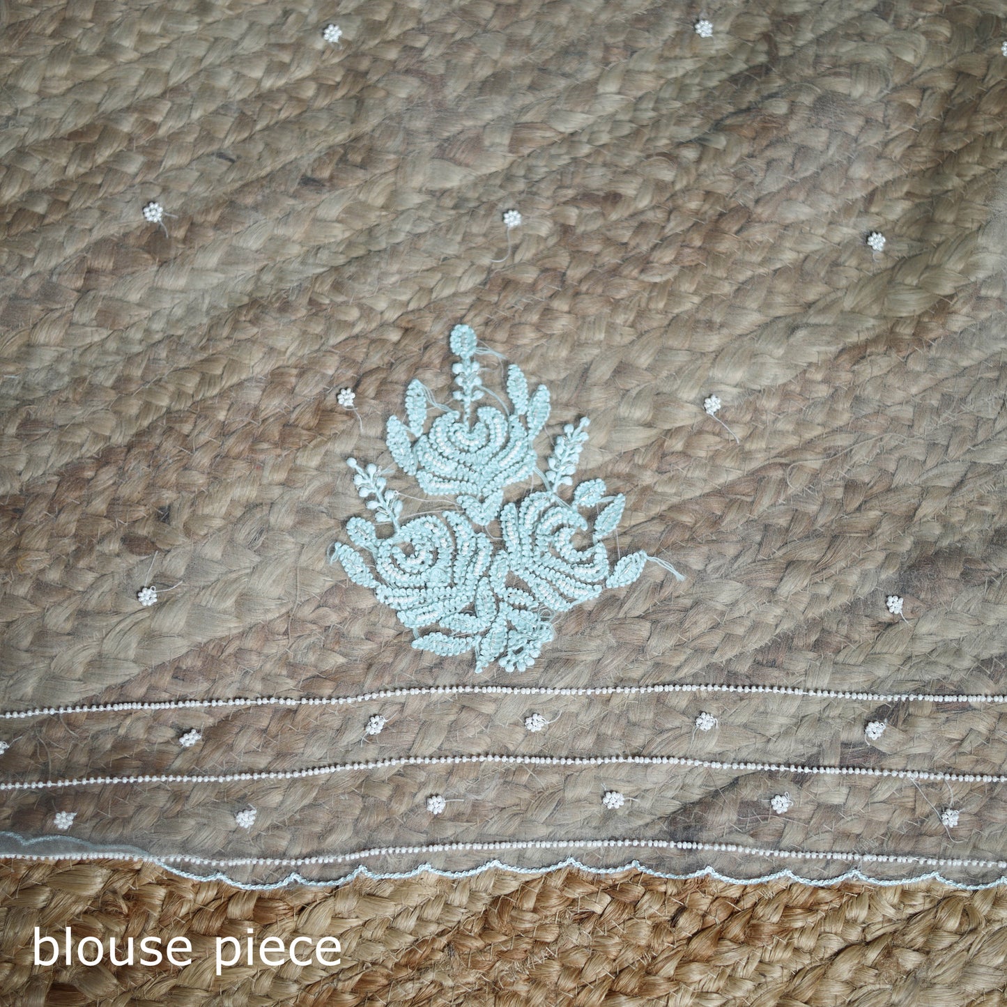Lucknowi Chikankari Heavy Bead Work Pure Organza Silk Saree 10