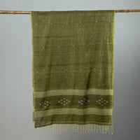 Green - Burdwan Jamdani Cotton Handloom Stole with Tassels 28