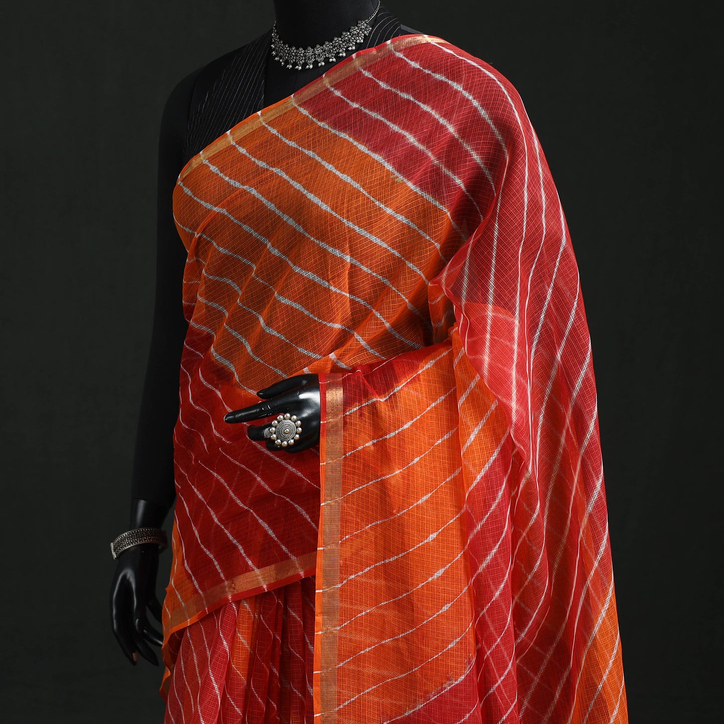 Tie-Dye Kota Doria Cotton Leheriya Saree 06