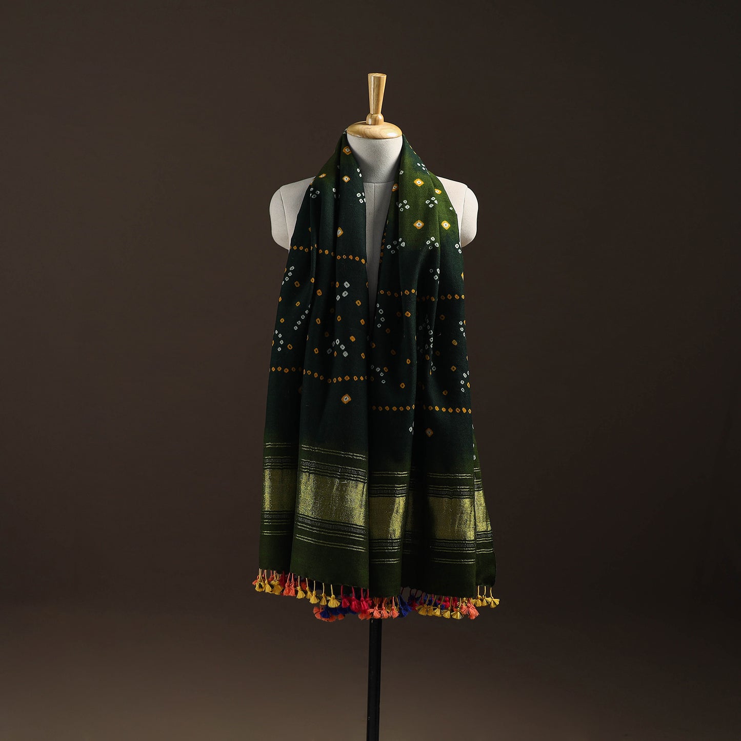 Kutch Bandhani Handwoven Merino Wool Shawl 41