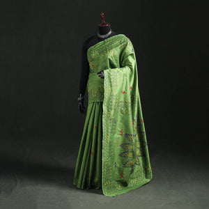 Green - Hand Embroidered Silk Saree 71