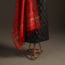 Pochampally Ikat Handloom Sico Unstitched Dress Material: Kurta with Dupatta 15