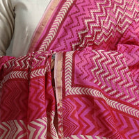 Pink - Block Printed Chanderi Silk Bagru Dupatta 37