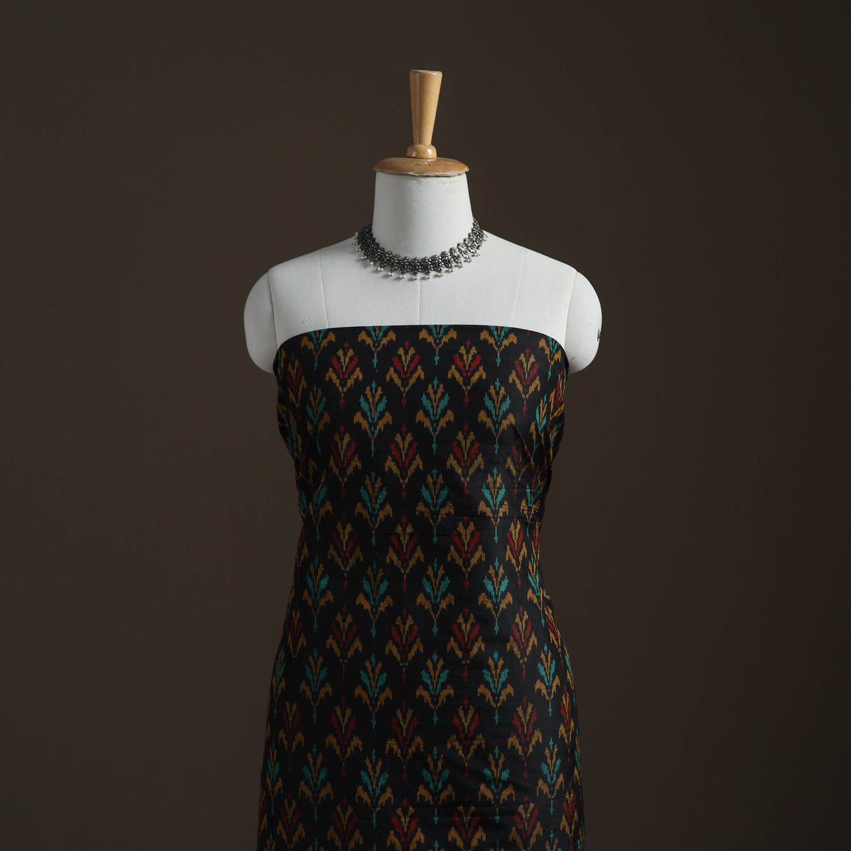 Pochampally Ikat Handloom Sico Unstitched Dress Material: Kurta with Dupatta 15