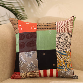 Buy Multicolor Handcrafted Cotton Patchwork Cushion Cover