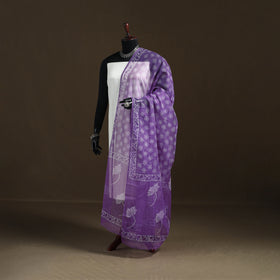Purple - Akola Hand Block Print Natural Dyed Kota Doria Cotton Dupatta 23