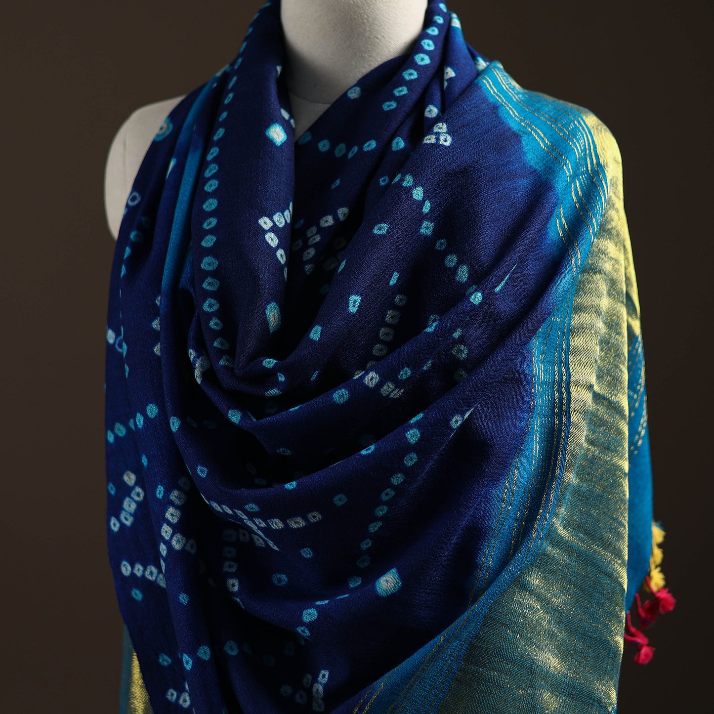 Kutch Bandhani Handwoven Merino Wool Shawl 42