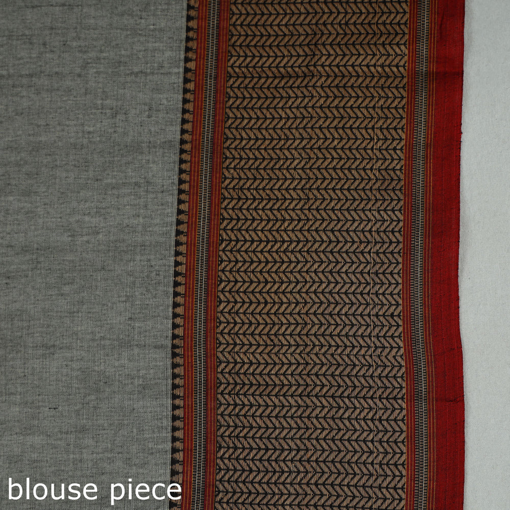 Grey - Dharwad Cotton Saree with Thread Border 17