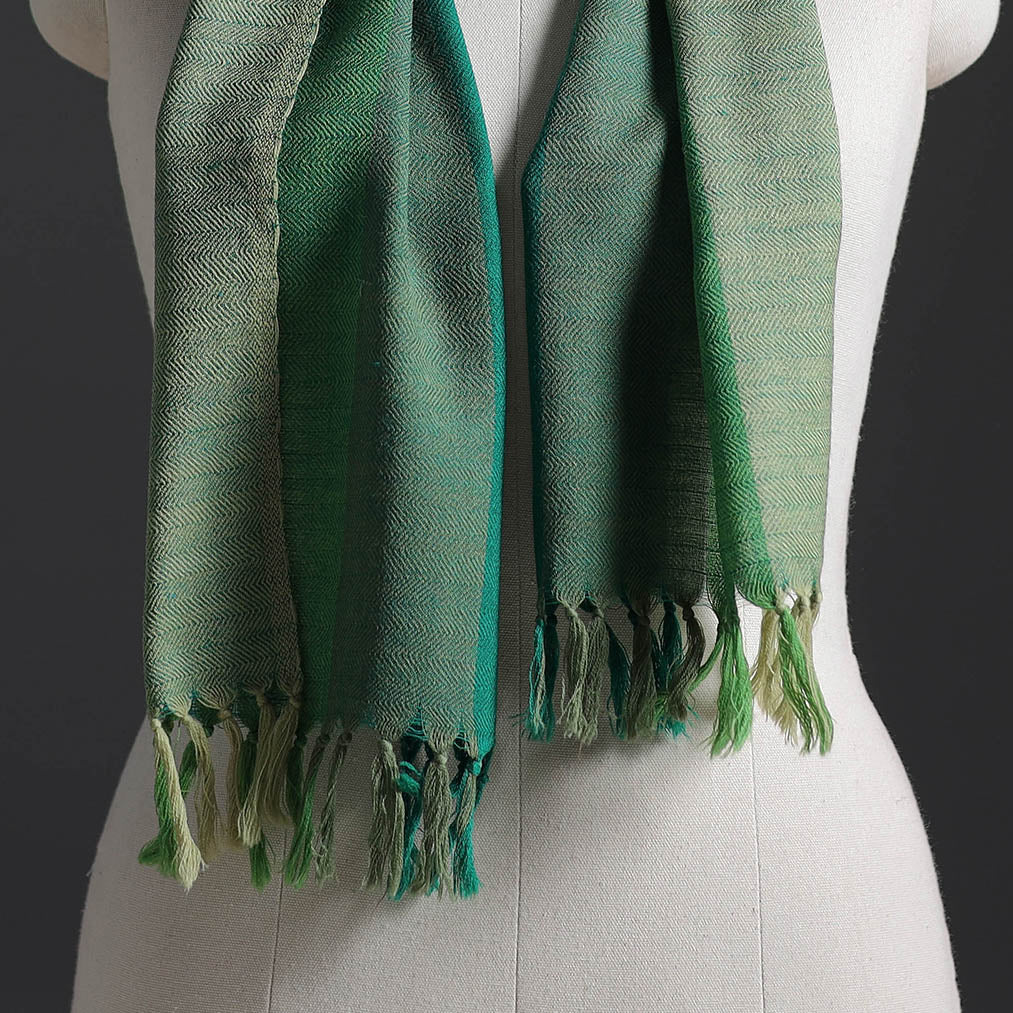 Green - Kumaun Handwoven Pure Merino Wool Scarf 215