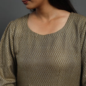 Ananya brown plain flared woolen dress 04 - handcrafted