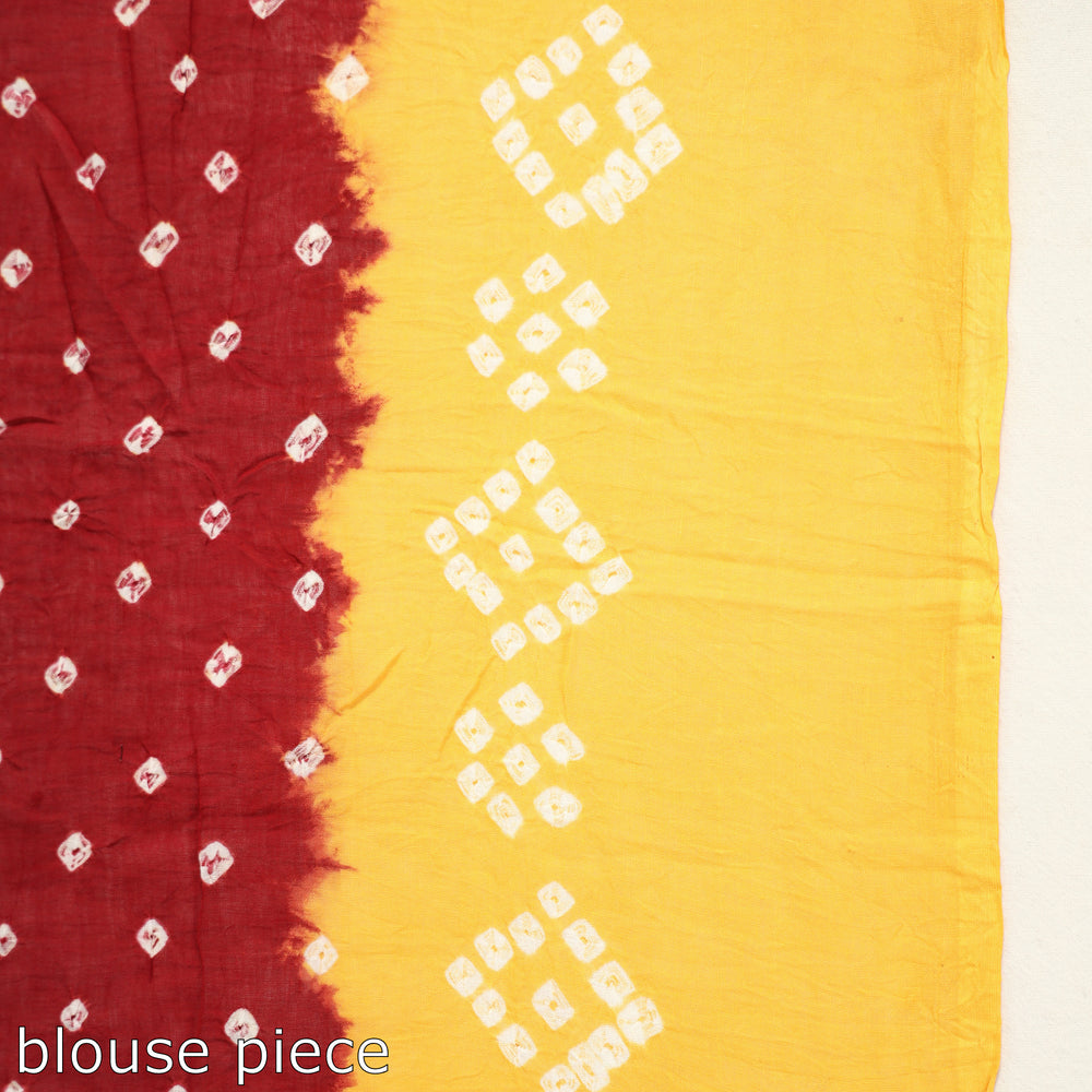 Kutch Bandhani Tie-Dye Cotton Saree with Blouse Piece