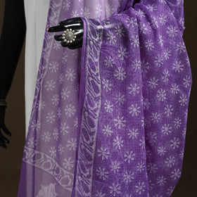 Purple - Akola Hand Block Print Natural Dyed Kota Doria Cotton Dupatta 23