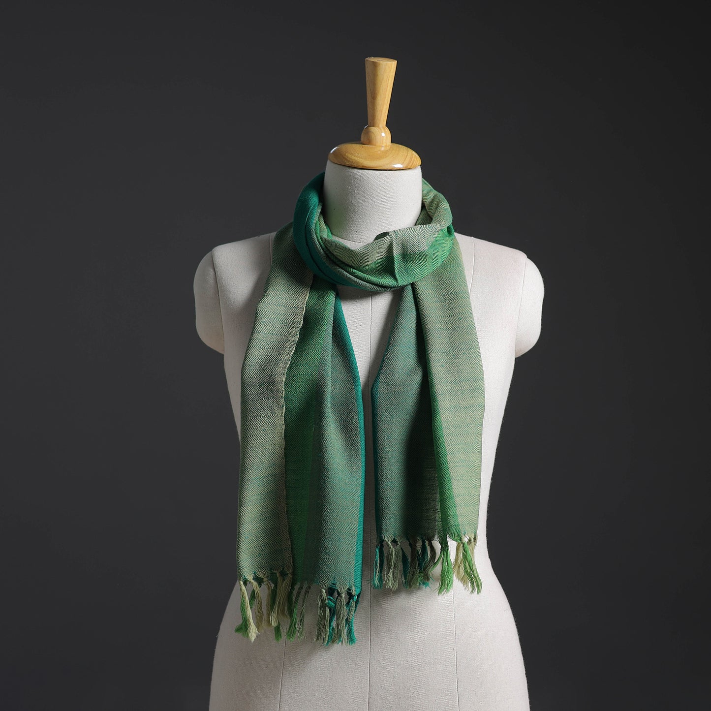 Green - Kumaun Handwoven Pure Merino Wool Scarf 215