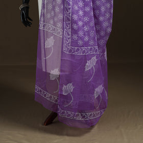 Purple - Akola Hand Block Print Natural Dyed Kota Doria Cotton Dupatta 23