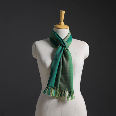 Green - Kumaun Handwoven Pure Merino Wool Scarf 215