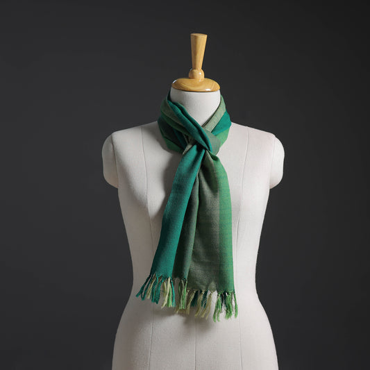 Green - Kumaun Handwoven Pure Merino Wool Scarf 215