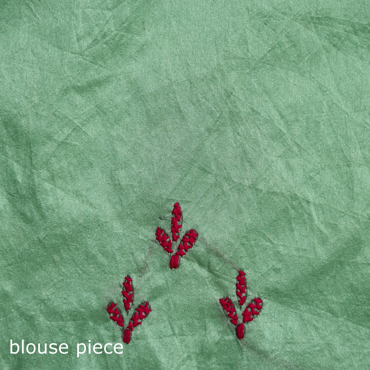 Green - Bengal Nakshi Kantha Hand Embroidered Silk Saree 35