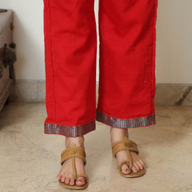 Red - Dharwad Cotton Kurta with Palazzo & Dupatta Set 06