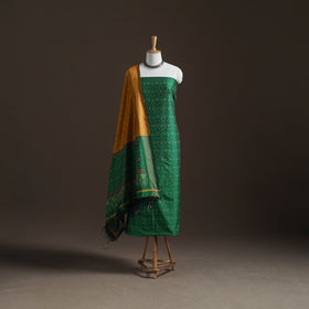 Pochampally Ikat Handloom Sico Unstitched Dress Material: Kurta with Dupatta 16