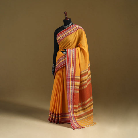 Yellow - Bengal Handwoven Cotton Begumpuri Saree 27
