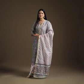 Sanganeri Hand Block Print Cotton Suit Set with Dupatta for Women 05