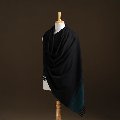 Black - Kumaun Handwoven Pure Merino Wool Shawl 08