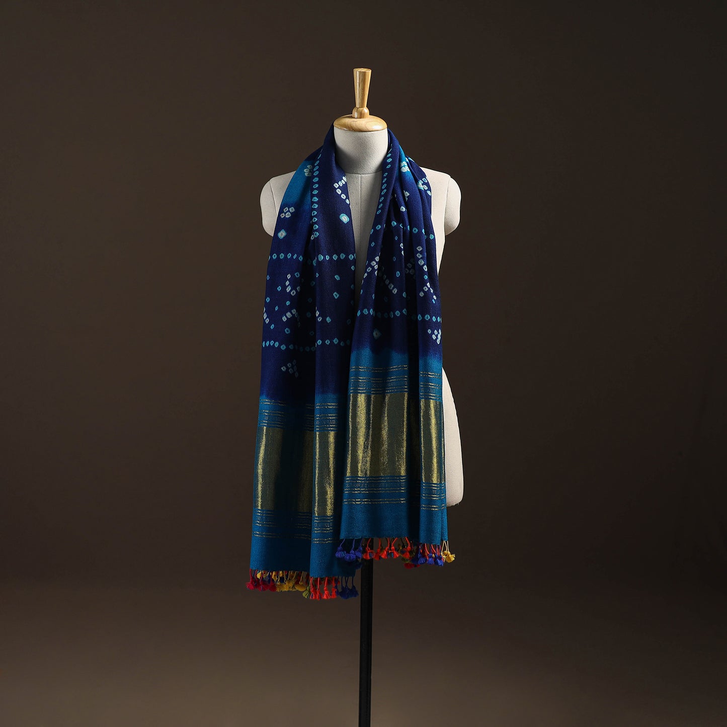 Kutch Bandhani Handwoven Merino Wool Shawl 42