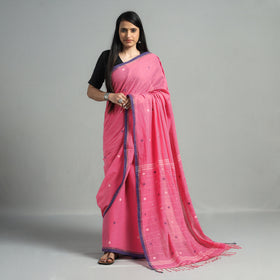  Handloom Cotton Phulia Jamdani Saree with Tassels 